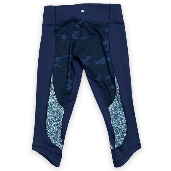 LULULEMON Wunder Under Full On Luon Sashiko Navy Camo Leggings - Size 8 - Picture 3 of 9